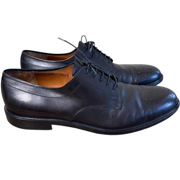 Salvador Ferragamo Mens Shoe 9 1/2 D Studio Italy Open Lacing Black Bruges - Picture 3 of 12